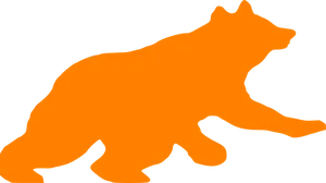 Orange Bear Silhouetteon Black Background