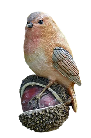 Orange Bird Sculptureon Acorn