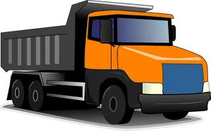 Orange Black Dump Truck Illustration