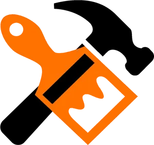 Orange Black Hammer Saw Icon PNG image