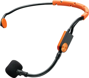 Orange Black Headset Microphone PNG image