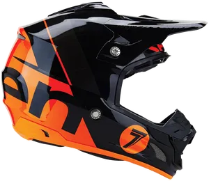 Orange Black Motocross Helmet PNG image