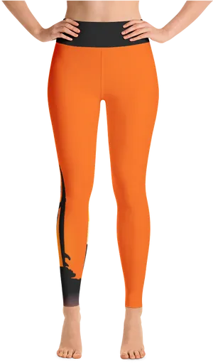 Orange Black Sports Leggings PNG image