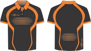 Orange Black Sports Polo Shirt Design PNG image