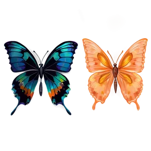 Orange Butterflies PNG Usm