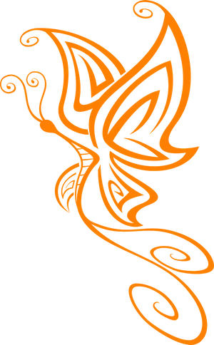 Orange Butterfly Outline Artwork PNG image