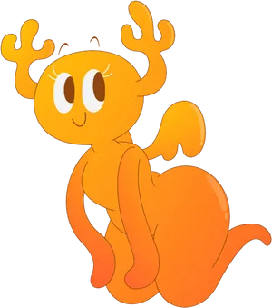 Orange Cartoon Character Smiling PNG image