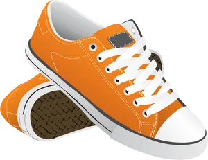Orange Casual Sneakers Vector PNG image