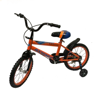 Orange Childrens Bicyclewith Training Wheels