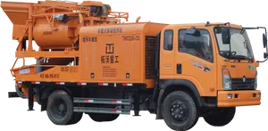 Orange Concrete Mixer Truck PNG