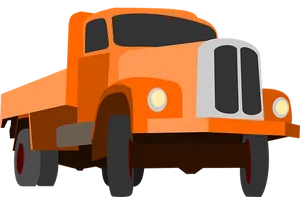 Orange Flatbed Truck Illustration