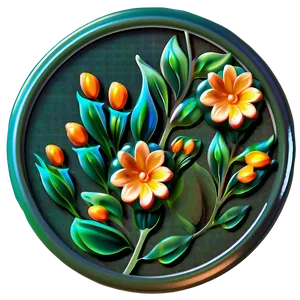 Orange Flower Badge PNG Bqt25 PNG