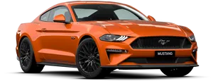 Orange Ford Mustang G T Side View PNG image
