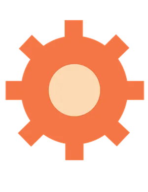 Orange Gear Icon Graphic PNG image