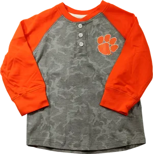 Orange Grey Camo Baseball Shirt PNG image