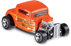 Orange Hot Wheels Hard Times Custom Car PNG image