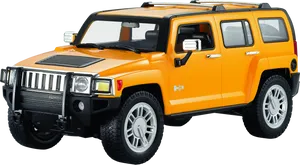 Orange Hummer H3 S U V Side View PNG
