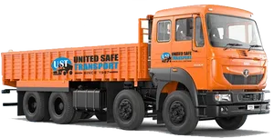 Orange Indian Lorry U S T Transport PNG image