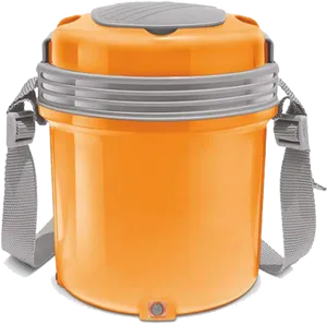 Orange Insulated Tiffin Boxwith Strap PNG image