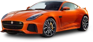 Orange Jaguar F Type Coupe PNG image