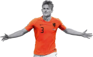 Orange Jersey Football Player Gesture PNG image