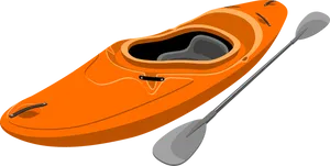 Orange Kayakwith Paddle PNG image