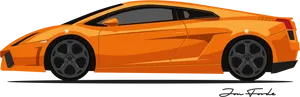 Orange Lamborghini Side View Vector