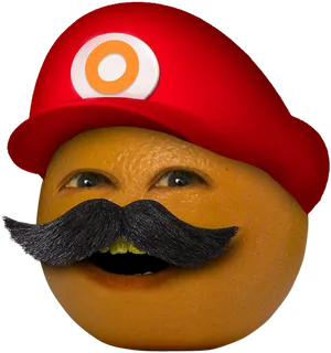 Orange Mustachioed Character Hat PNG image