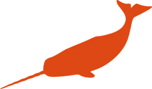 Orange Narwhal Silhouette PNG image