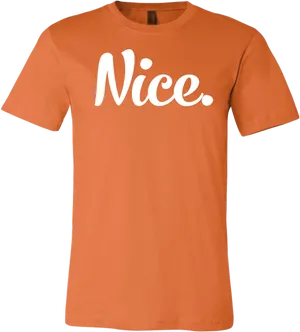 Orange Nice Text T Shirt PNG image