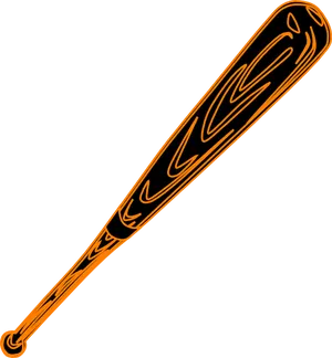 Orange Outlined Baseball Bat Illustration