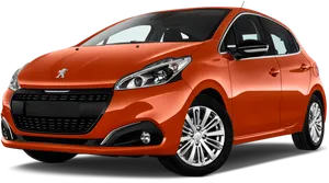 Orange Peugeot208 Side View PNG image