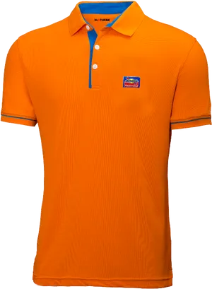 Orange Polo Shirt Blue Trim PNG image