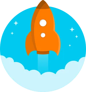 Orange Rocket Launch Cartoon