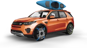 Orange S U V With Kayak On Top