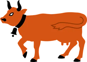 Orange Silhouette Cow Illustration