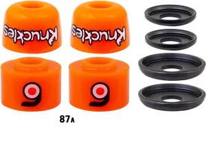 Orange Skateboard Wheelsand Bushings PNG image