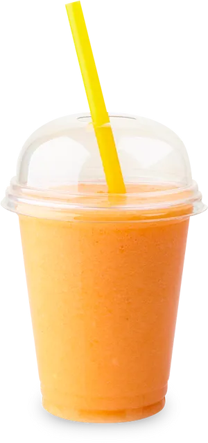 Orange Smoothie Plastic Cup Black Background PNG image