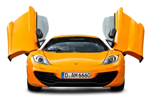 Orange Supercar With Doors Up PNG image