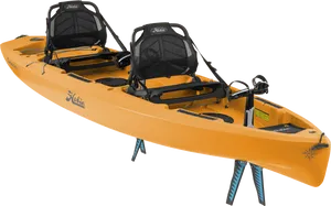 Orange Tandem Kayakwith Pedals PNG