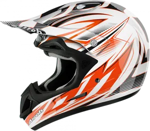 Orange White Motorcycle Helmet Design PNG image