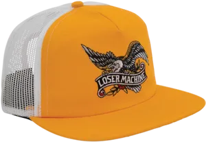 Orange White Trucker Hat Loser Machine Embroidery PNG image