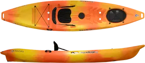 Orange Yellow Kayak Topand Side View PNG image