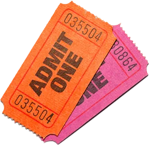 Orangeand Pink Admit One Tickets PNG image