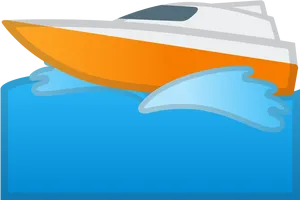 Orangeand White Yacht Illustration PNG image