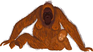 Orangutan Motherand Baby PNG image