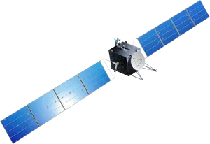 Orbiting Satellite Isolatedon Gray PNG image