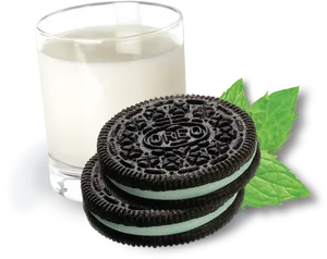 Oreo Cookiewith Milk Glass PNG image