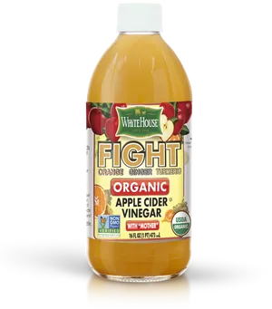 Organic Apple Cider Vinegar Bottle PNG image