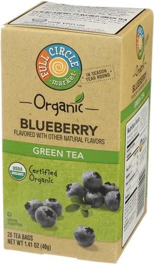 Organic Blueberry Flavored Green Tea Box PNG